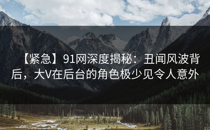 【紧急】91网深度揭秘：丑闻风波背后，大V在后台的角色极少见令人意外